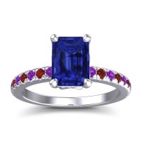 Blue Sapphire Ring In Platinum With Amethyst And Garnet Samicina Emerald Classic Ring