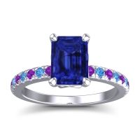 Blue Sapphire Ring In 14k White Gold With Amethyst And Swiss Blue Topaz Samicina Emerald Classic Ring