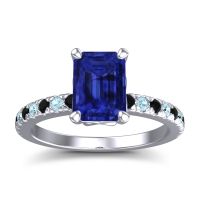 Blue Sapphire Ring In Platinum With Black Onyx And Aquamarine Samicina Emerald Classic Ring