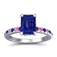 Blue Sapphire Ring In 14k White Gold With Pink Tourmaline Samicina Emerald Classic Ring