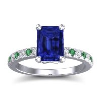 Blue Sapphire Ring In Palladium With Lab Diamond And Emerald Samicina Emerald Classic Ring