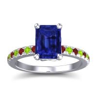 Blue Sapphire Ring In Palladium With Garnet And Peridot Samicina Emerald Classic Ring