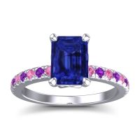 Blue Sapphire Ring In 18k White Gold With Pink Tourmaline And Amethyst Samicina Emerald Classic Ring