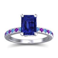 Blue Sapphire Ring In Palladium With Swiss Blue Topaz And Amethyst Samicina Emerald Classic Ring