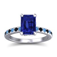 Blue Sapphire Ring In 14k White Gold With Swiss Blue Topaz And Black Onyx Samicina Emerald Classic Ring