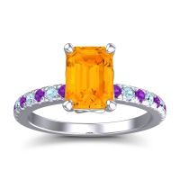 Citrine Ring In Platinum With Amethyst And Aquamarine Samicina Emerald Classic Ring