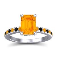 Citrine Ring In Palladium With Black Onyx Samicina Emerald Classic Ring