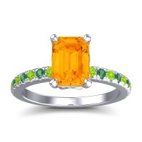 Citrine Ring In Palladium With Peridot And Emerald Samicina Emerald Classic Ring