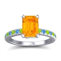 Citrine Ring In Platinum With Peridot And Swiss Blue Topaz Samicina Emerald Classic Ring