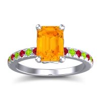 Citrine Ring In 18k White Gold With Ruby And Peridot Samicina Emerald Classic Ring
