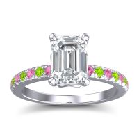 Lab Diamond Ring In Palladium With Pink Tourmaline And Peridot Samicina Emerald Classic Ring