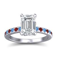 Lab Diamond Ring In Palladium With Swiss Blue Topaz And Garnet Samicina Emerald Classic Ring