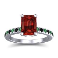 Garnet Ring In Palladium With Emerald And Black Onyx Samicina Emerald Classic Ring