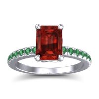 Garnet Ring In 14k White Gold With Emerald Samicina Emerald Classic Ring