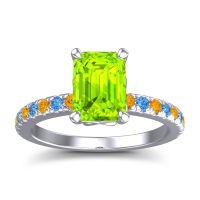Peridot Ring In Platinum With Citrine And Swiss Blue Topaz Samicina Emerald Classic Ring