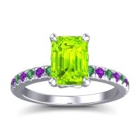 Peridot Ring In Palladium With Emerald And Amethyst Samicina Emerald Classic Ring