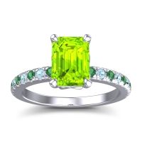 Peridot Ring In 14k White Gold With Emerald And Aquamarine Samicina Emerald Classic Ring
