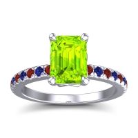 Peridot Ring In Palladium With Garnet And Blue Sapphire Samicina Emerald Classic Ring