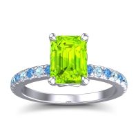 Peridot Ring In Platinum With Swiss Blue Topaz And Aquamarine Samicina Emerald Classic Ring