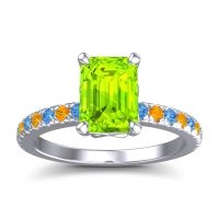 Peridot Ring In Platinum With Swiss Blue Topaz And Citrine Samicina Emerald Classic Ring