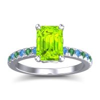 Peridot Ring In Platinum With Swiss Blue Topaz And Emerald Samicina Emerald Classic Ring