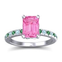 Pink Tourmaline Ring In Platinum With Emerald And Aquamarine Samicina Emerald Classic Ring