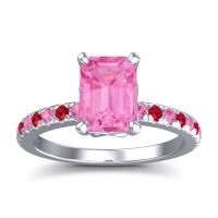 Pink Tourmaline Ring In Platinum With Ruby Samicina Emerald Classic Ring
