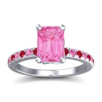 Pink Tourmaline Ring In Platinum With Ruby Samicina Emerald Classic Ring