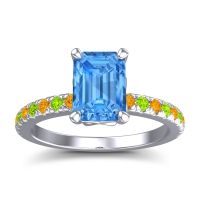 Swiss Blue Topaz Ring In Platinum With Citrine And Peridot Samicina Emerald Classic Ring