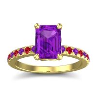 Amethyst Ring In 18k Yellow Gold With Ruby Samicina Emerald Classic Ring