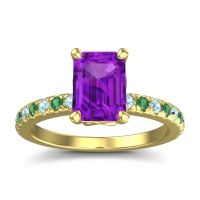 Amethyst Ring In 18k Yellow Gold With Aquamarine And Emerald Samicina Emerald Classic Ring