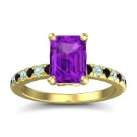 Amethyst Ring In 18k Yellow Gold With Black Onyx And Aquamarine Samicina Emerald Classic Ring