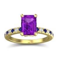 Amethyst Ring In 18k Yellow Gold With Blue Sapphire And Lab Diamond Samicina Emerald Classic Ring