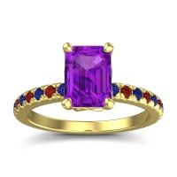 Amethyst Ring In 18k Yellow Gold With Blue Sapphire And Garnet Samicina Emerald Classic Ring