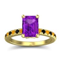 Amethyst Ring In 18k Yellow Gold With Citrine And Black Onyx Samicina Emerald Classic Ring