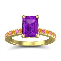 Amethyst Ring In 18k Yellow Gold With Citrine And Pink Tourmaline Samicina Emerald Classic Ring