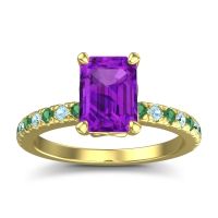 Amethyst Ring In 18k Yellow Gold With Emerald And Aquamarine Samicina Emerald Classic Ring