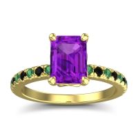 Amethyst Ring In 18k Yellow Gold With Emerald And Black Onyx Samicina Emerald Classic Ring