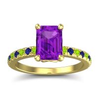 Amethyst Ring In 18k Yellow Gold With Peridot And Blue Sapphire Samicina Emerald Classic Ring