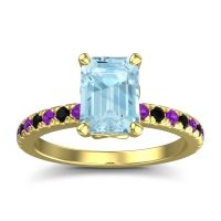Aquamarine Ring In 18k Yellow Gold With Amethyst And Black Onyx Samicina Emerald Classic Ring