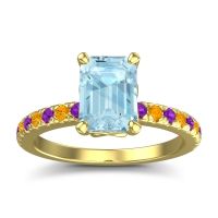 Aquamarine Ring In 18k Yellow Gold With Amethyst And Citrine Samicina Emerald Classic Ring