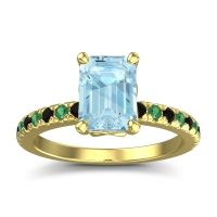 Aquamarine Ring In 18k Yellow Gold With Black Onyx And Emerald Samicina Emerald Classic Ring