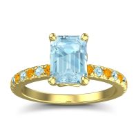Aquamarine Ring In 14k Yellow Gold With Citrine Samicina Emerald Classic Ring