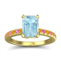 Aquamarine Ring In 18k Yellow Gold With Citrine And Pink Tourmaline Samicina Emerald Classic Ring