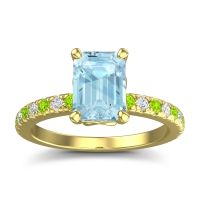 Aquamarine Ring In 18k Yellow Gold With Peridot And Lab Diamond Samicina Emerald Classic Ring