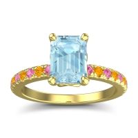 Aquamarine Ring In 14k Yellow Gold With Pink Tourmaline And Citrine Samicina Emerald Classic Ring