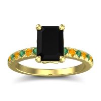 Black Onyx Ring In 18k Yellow Gold With Emerald And Citrine Samicina Emerald Classic Ring