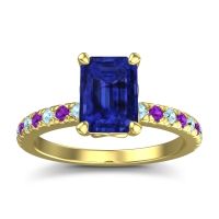 Blue Sapphire Ring In 14k Yellow Gold With Aquamarine And Amethyst Samicina Emerald Classic Ring