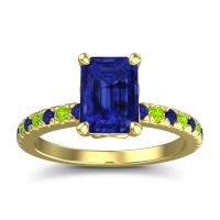Blue Sapphire Ring In 14k Yellow Gold With Peridot Samicina Emerald Classic Ring