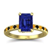 Blue Sapphire Ring In 14k Yellow Gold With Citrine And Black Onyx Samicina Emerald Classic Ring